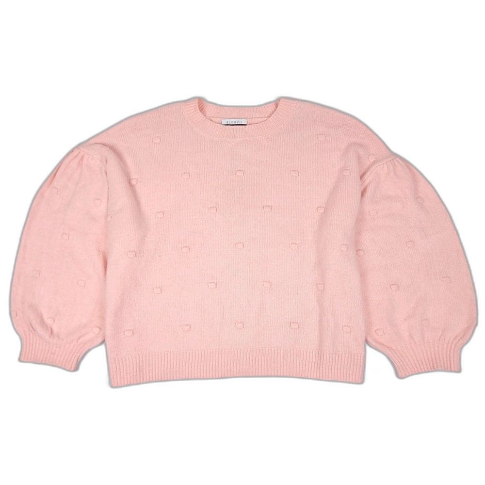 ELOQUII Bobble Balloon Sleeve Crew Sweater Pink Dot Cottagecore Plus Size 26 28